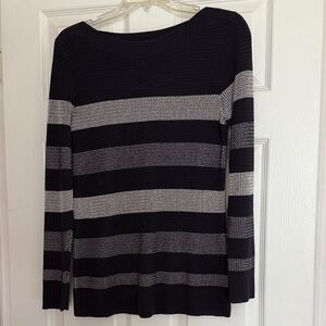 Striped Black and Gray Women's Sweater